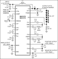 Complete Bias and White LED Power Supplies for Small TFT Displays