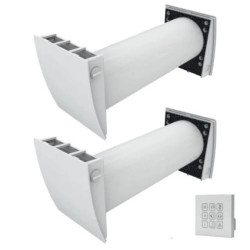 Dwie jednostki wentylacji decentralnej z ceramicznym, higroskopijnym wymiennikiem ciepła i wylotem zewn. AH-11WHITE160 VENTOECO2