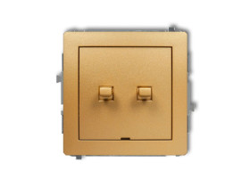 DECO Wyłącznik podwójny świecznikowy zwierny przycisk w stylu amerykańskim (dwa klawisze bez piktogramów wspólne zasilanie) złot