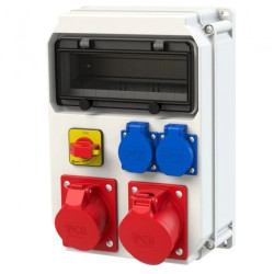 Rozdzielnica budowlana ECOLINE hermetyczna IP54 Bez zabezpieczeń z wyłącznikiem + 16A/5P + 32A/5p + 2x230V/2P+Z PCE 90EKO003