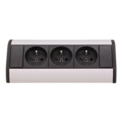 GNIAZDO elekt. meblowe 3x2P+Z czarno-srebrne ORNO