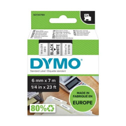 Taśma do drukarek D1 6mm x 7m czarny/biały S0720780
