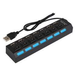 Rozgałęźnik USB - 7xUSB 2.0 czarny 60cm