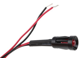 Lampka kontrolna do montażu panelowego 24V dc, czerwona 8mm Dioda LED migająca Czarny Wyprowadzenia RS PRO