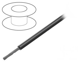 7057 BK005 Przewód na rolce o długości 30,5m linka Cu, 150V PVC czarny 18 AWG