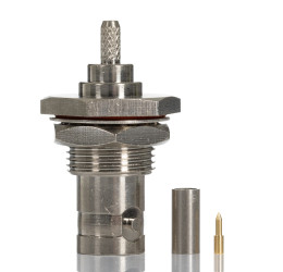 Złącze koncentryczne Montaż na panelu Męski 50Ω typ złącza Złącze BNC 4GHz Połączenie zagniatane typ kabla Koncentryczny