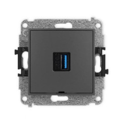 ICON Mechamizm gniazda pojedynczego USB A-A 3.0, bez pola opisowego grafitowy mat 28IGUSBBO-5
