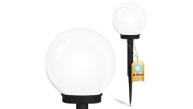 Lampa Solarna Ogrodowa Led Atris Wbijana Biała Kula 10Cm Lumiled