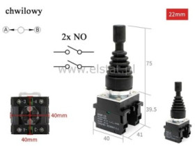Joystick przemysłowy; 2 tory; chwilowy; 2xNO; 22mm