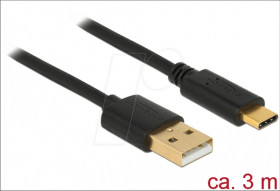 85209 Delock cable USB 2.0 A male &gt; C male 3 m