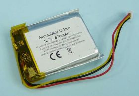 870mAh 3,7V Li-PO 3-PIN 40x30x8mm