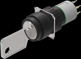Key switch, Ø 18 mm, round, 2 NO, Rest (a) - Maintained, Universal terminal, 2 x 0.5 mm, IP65, according to DIN EN 60529