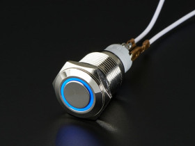 Rugged Metal On/Off Switch with Blue LED Ring (16mm Blue On/Off)