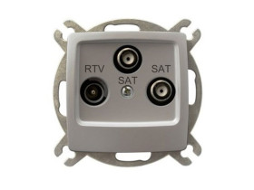 KARO Gniazdo antenowe RTV-SAT z 2 wyjściami SAT srebrny perłowy GPA-S2S/m/43 OSPEL