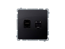 SIMON BASIC Gniazdo komputerowe RJ45 kat.6 podwójne ekranowane z przesłoną przeciwkurzową (moduł) grafit matowy BM62E.01/28 KONT