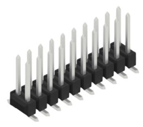 Pin header, 20 pole, pitch 2.54 mm, angled, black, 10049697