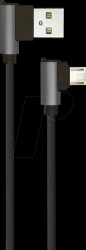 8635 Sync &amp; charging, USB A -&gt; micro, 1,0m, ang., fabric, black