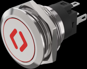 Vandal-proof pushbutton, silver, illuminated  (red), mounting Ø 22 mm, IP65/IP67, 82-6151.1A14.B006