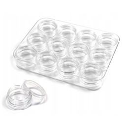 Pojemniczki 3ml - 12 szt - słoiczki zakręcane na ozdoby w kasetce