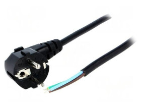 Kabel: 3x0,75mm2, CEE 7/7 (E/F) wtyk kątowy, 1,8m LT322 H05VV-F 3X0.75 1.8M BLK