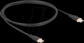 81238 USB 2.0 cable, C plug &gt; C plug, silicone, black, 1.0 m