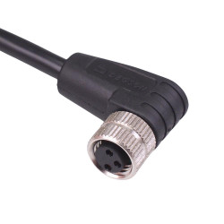 3 Way M8 Prewired Right Angle Female Industrial Circular Connector IP67 3A