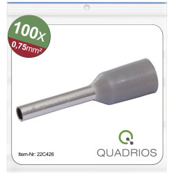 Quadrios 22C426 Ferrule 0.75mm&#xB2; Grey Insulated Set Ideal for Crimping