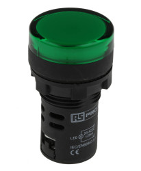 Kontrolka 24V ac/dc Zielony RS PRO średnica wycięcia 22mm Montaż panelowy Śruba