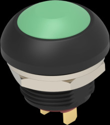 Pushbutton, 1 pole, green, unlit , 0.12 A/125 VAC, 0.2 A/50 VDC, 13.6 mm, IP68, 2329383-4