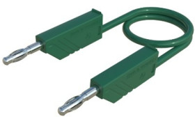 Measuring lead with (4 mm plug, spring-loaded, straight) to (4 mm plug, spring-loaded, straight), 0.25 m, green, PVC, 1.0 mm², C