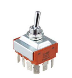 Przełącznik Wł.-wł. średnica wycięcia 12.5mm 4PDT NKK Switches Montaż panelowy długość przełącznika 17.5mm