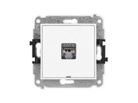 MINI Mechanizm gniazda komputerowego pojedynczego 1xRJ45, kat. 6, ekranowane, 8-stykowy, bez pola opisowego biały mat 25MGKBO-5