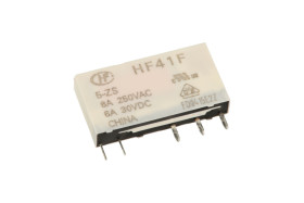 Przekaźnik; elektromagnetyczny miniaturowy; HF41F-005-ZS; 5V; DC; 1 styk przełączny; 6A; 250V AC; 6A; 30V DC; do druku (PCB); Ho