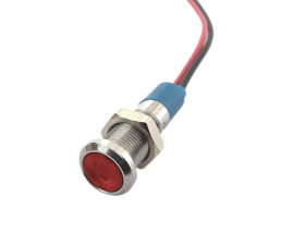 KONTROLKA LED 8MM 12V METALOWA CZERWONA