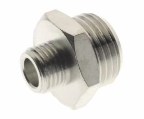 Nypel gwintowany redukcyjny G 3/8 GZ - G 1/2 GZ redukcja nyplowa, mosiądz niklowany