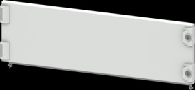 Compartment door, rectangular, sheet steel, (W x H x D) 800 x 250 x 25 mm, light gray, for built-in installation devices, 8PQ202