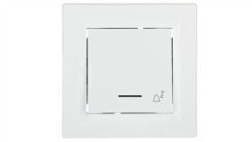 Przycisk Asfora Dzwonek Z Podświetleniem Biały Z Ramką Eph1700121