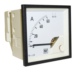 Amperomierz analogowy panelowy AC zakres 0 → 60A wysokość wycięcia: 72mm wartość 60A +55°C Sifam Tinsley