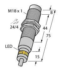 Turck Czujnik indukcyjny nie podtynkowy PNP, Zamykający NI7-EM18WD-AP6X/S929