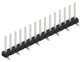 Pin header, 15 pole, pitch 2 mm, angled, black, 10063396