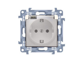SIMON 10 Gniazdo pojedyncze z uziemieniem schuko do wersji IP44 klapka w kolorze transparentnym zaciski śrubowe kremowe CGSZ1BZ.