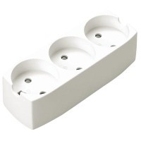 GAC250DKX3-WKB Gniazdo potrójne 230V - standard duński - 3 biegunowe 10A, 230V na kabel