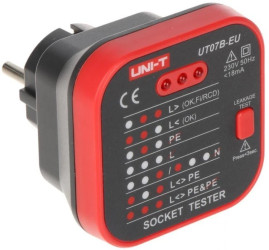 Tester poprawności podłączenia gniazd oraz RCD UT-07B-EU UNI-T