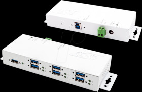 EX-1189HMVS-3W USB 3.0 seven-port industrial hub, 15 kV EDS, white