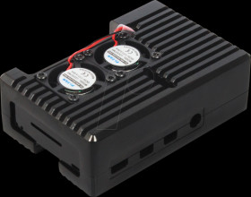 RP-4-MCA5V Case for Raspberry Pi 4, aluminium, dual fan, black
