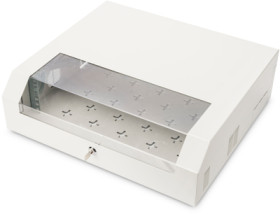 Wall enclosure, 3 U rotatable, 2 U fixed, (H x W x D) 156 x 525 x 475 mm, IP20, sheet steel, light gray, DN-19 04U-PB-B