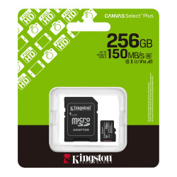 Karta pamięci microSD (microSDXC) Kingston 256GB Canvas Select Plus 150MB/s UHS-I U1 class 10 V10 A1 + adapter