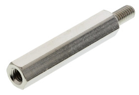 Kołek dystansowy gwint M3 długość 25mm Mosiądz Męski/żeński Sześciokątny HARWIN