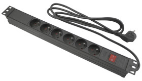 Listwa zasilająca, 16A, 250 V AC, 6 wtykowa dł. kabla 2m Schuko