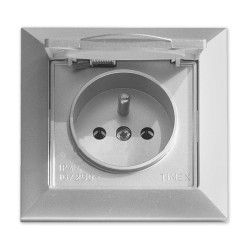 OPAL Gniazdo bryzgoszczelne z uziemieniem srebrne GPT-16 OpH SR